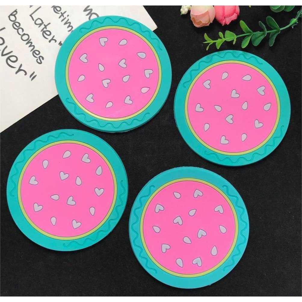 Suport Pentru Pahar, Model Pepene, Din Pvc, 10 Cm, Rezistent La Caldura, Verde/Roz - vivimall.ro
