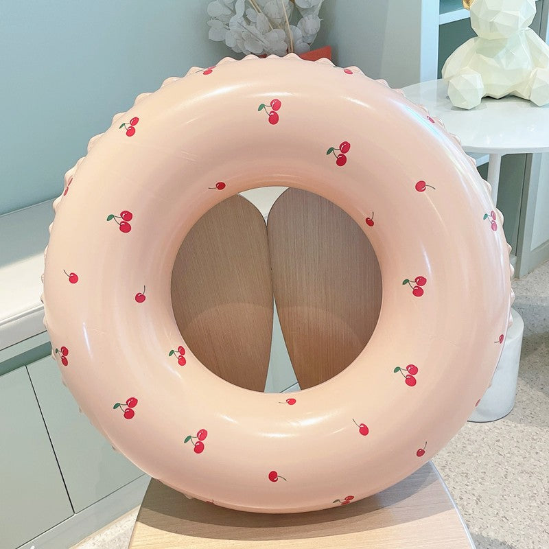 Colac De Inot Gonflabil Pentru Copii, Portocaliu, Model Cu Cirese, Diametru 66 Cm - vivimall.ro