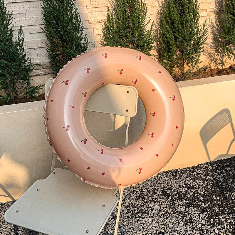 Colac De Inot Gonflabil Pentru Copii, Portocaliu, Model Cu Cirese, Diametru 66 Cm - vivimall.ro