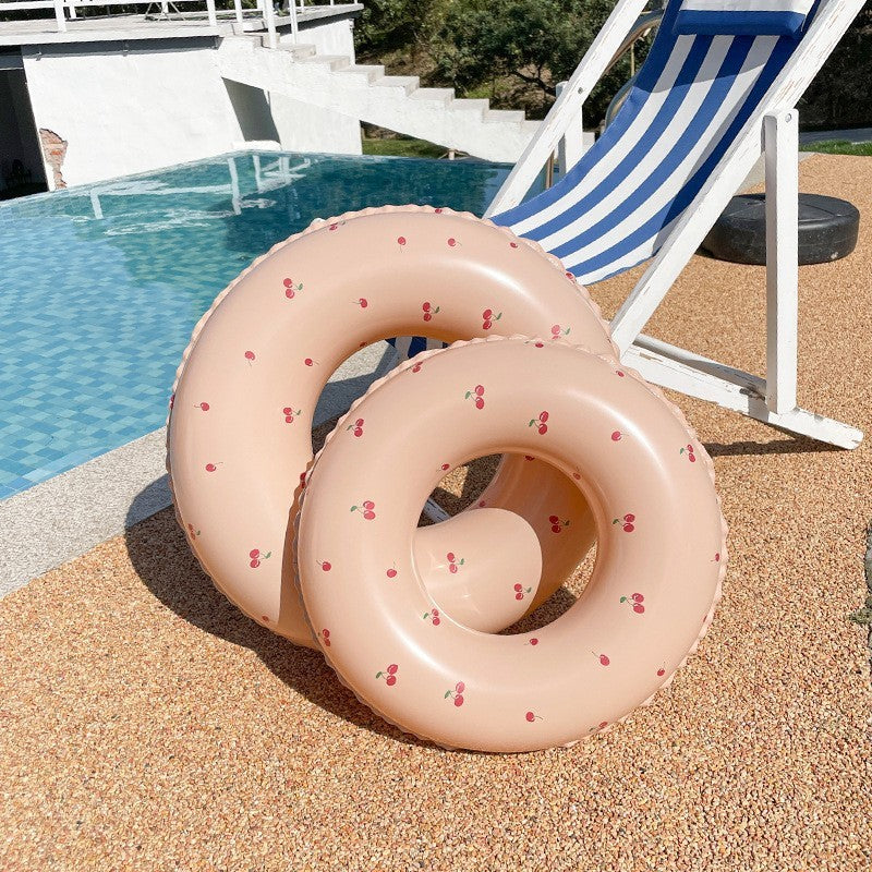 Colac De Inot Gonflabil Pentru Copii, Portocaliu, Model Cu Cirese, Diametru 66 Cm - vivimall.ro