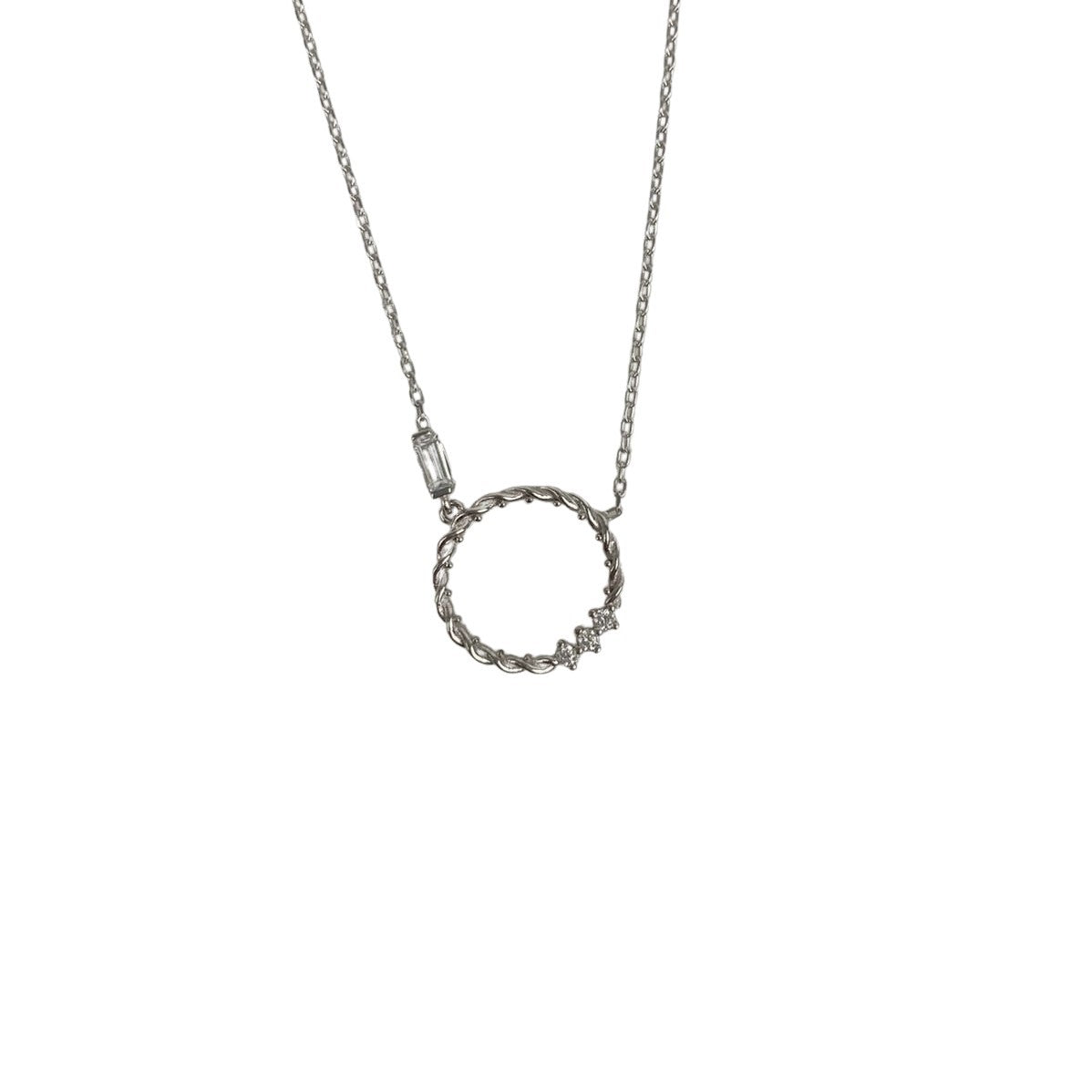 Colier Argint 925, Cerc Rasucit Cu Zirconii 41 Cm
