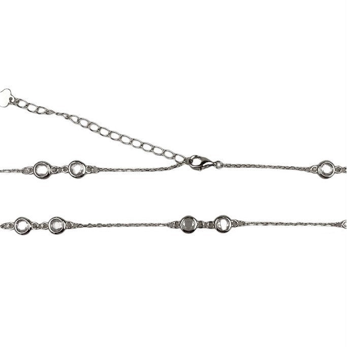 Colier Argint 925 Cu Pietre, Reglabil, 40+6 Cm