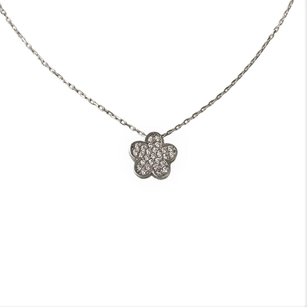 Colier Argint 925 Floare Zirconii 40 Cm