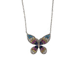 Colier Argint 925, Fluture Cu Zirconii Colorate 40 Cm