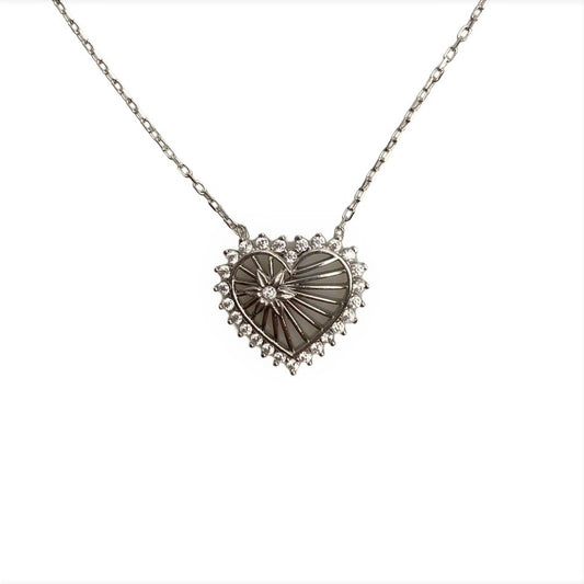 Colier Argint 925, Inima cu Floricica 42 cm - vivimall.ro