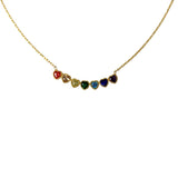 Colier Argint 925, Inimi Colorate Placat Cu Aur 41 Cm