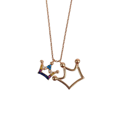 Colier din Argint 925, Coronita Dubla Placata cu Aur Roz 40+5 cm - vivimall.ro