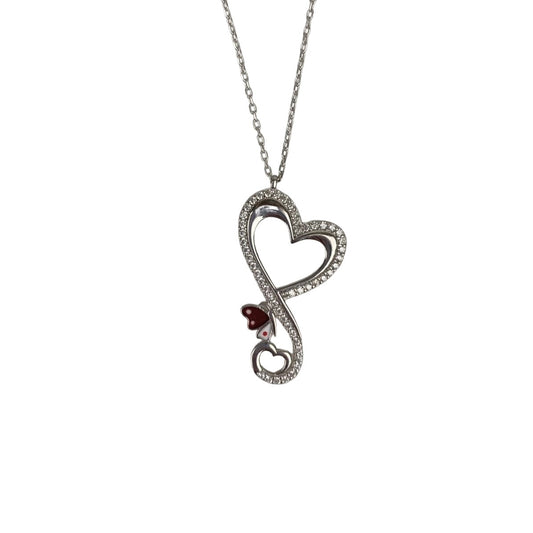 Colier din Argint 925, Inima si Fluture cu Zirconii 40 cm - vivimall.ro