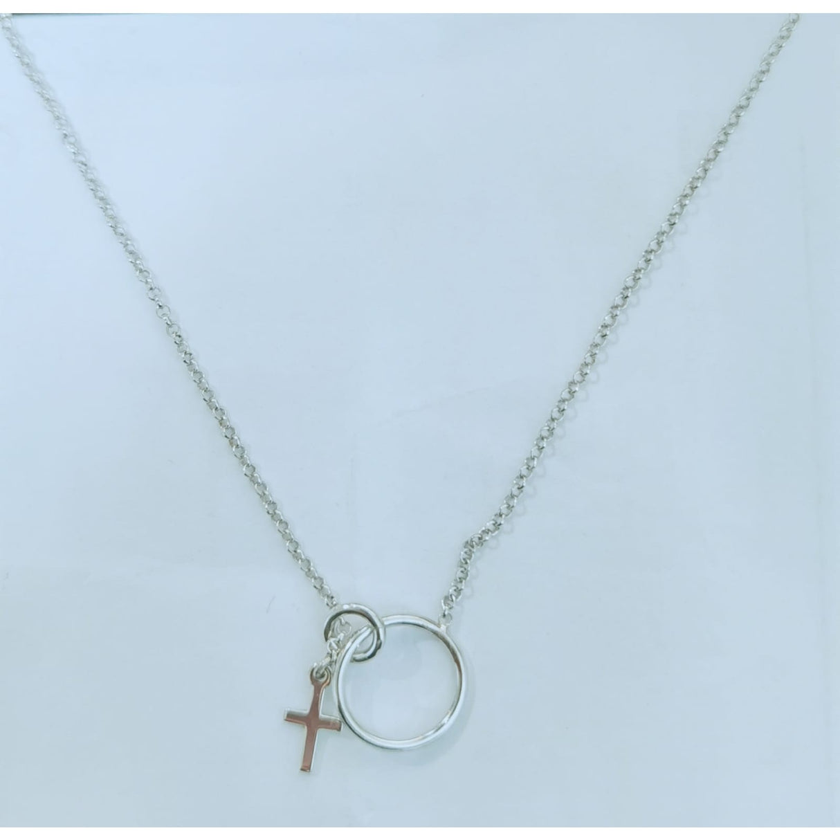 Colier Reglabil din Argint 925 cu Cerc si Cruce, 56 cm