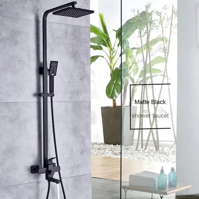 Coloana De Dus, Inox, Para Patrata, Efect Ploaie, 3 Functii, Montare Pe Perete, Satin, Accesorii Incluse - vivimall.ro