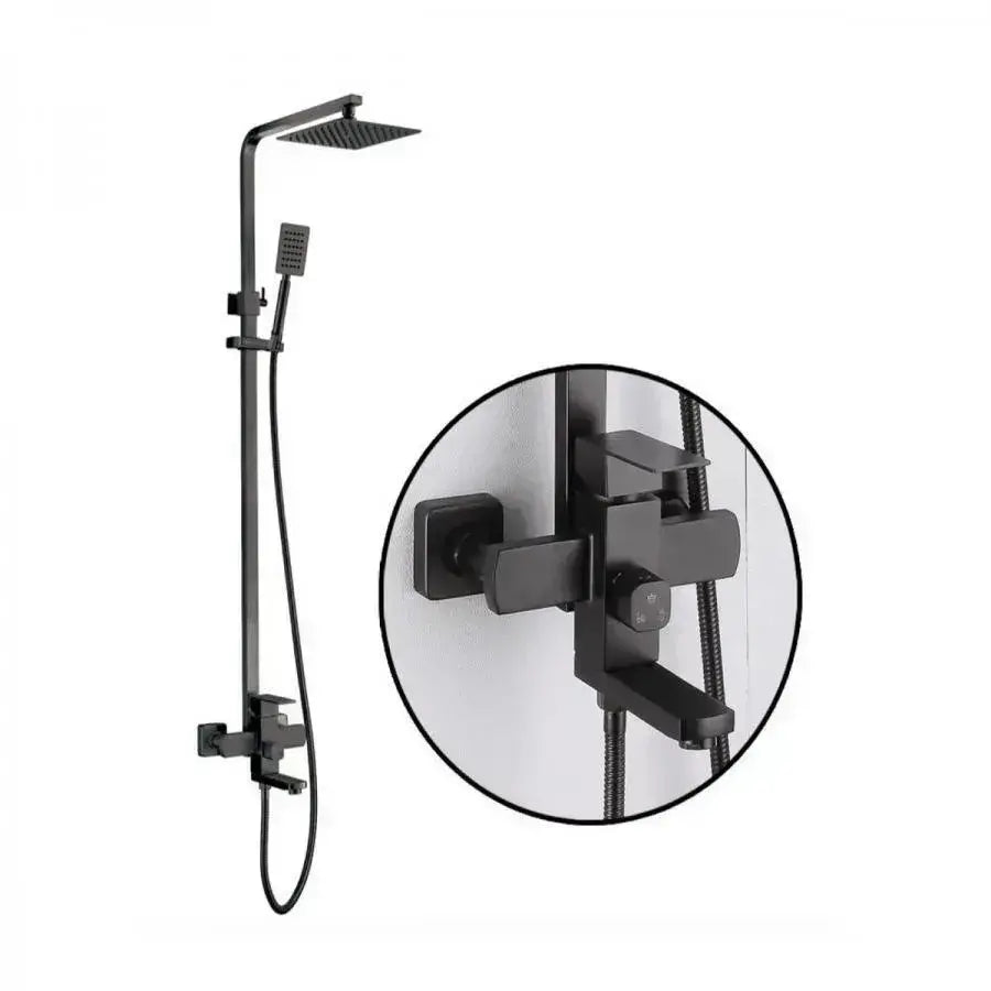 Coloana De Dus, Inox, Para Patrata, Efect Ploaie, 3 Functii, Montare Pe Perete, Satin, Accesorii Incluse - vivimall.ro