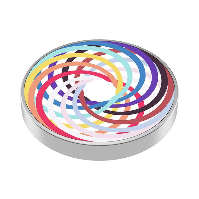 Fidget spinner metalic Flippy din oțel inoxidabil cu efect spirală multicolor, vedere frontală