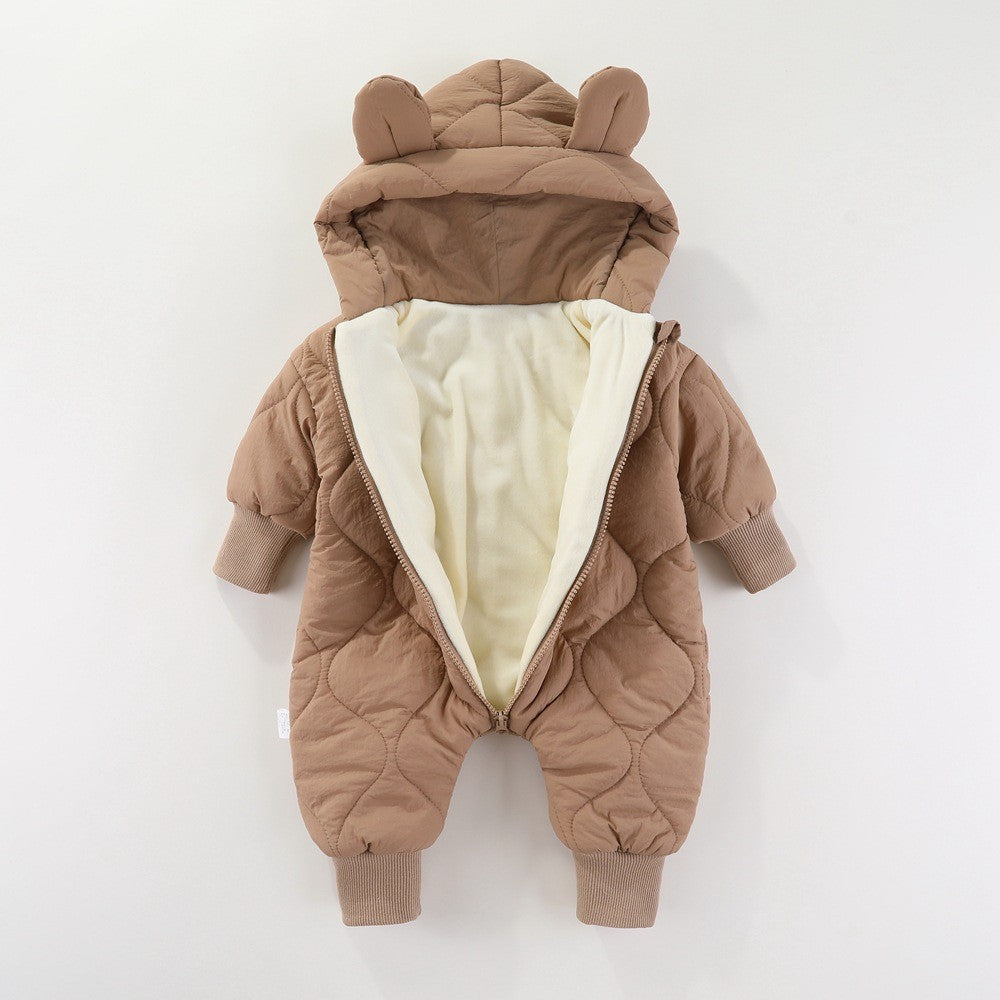 Combinezon De Iarna, Pentru Bebelusi, Din Bumbac, Cu Urechi, Mansete Elastice, Unisex, 73 Cm - vivimall.ro