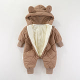 Combinezon De Iarna, Pentru Bebelusi, Din Bumbac, Cu Urechi, Mansete Elastice, Unisex, 73 Cm - vivimall.ro