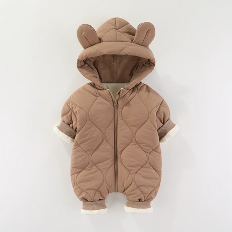 Combinezon De Iarna, Pentru Bebelusi, Din Bumbac, Cu Urechi, Mansete Elastice, Unisex, 73 Cm - vivimall.ro
