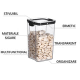 Recipient din Plastic, Vivimall, pentru Alimente/Obiecte, Inchidere Ermetica, 10.2 x 18.5 cm, 1300 ml, Transparent - vivimall.ro