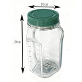 Container Caserola pentru Salata, Vivimall, Borcan pentru Salata din Sticla, Gradat in ml, 1L, 19 x 10 x 10 cm, Capac Verde, Transparenta - vivimall.ro