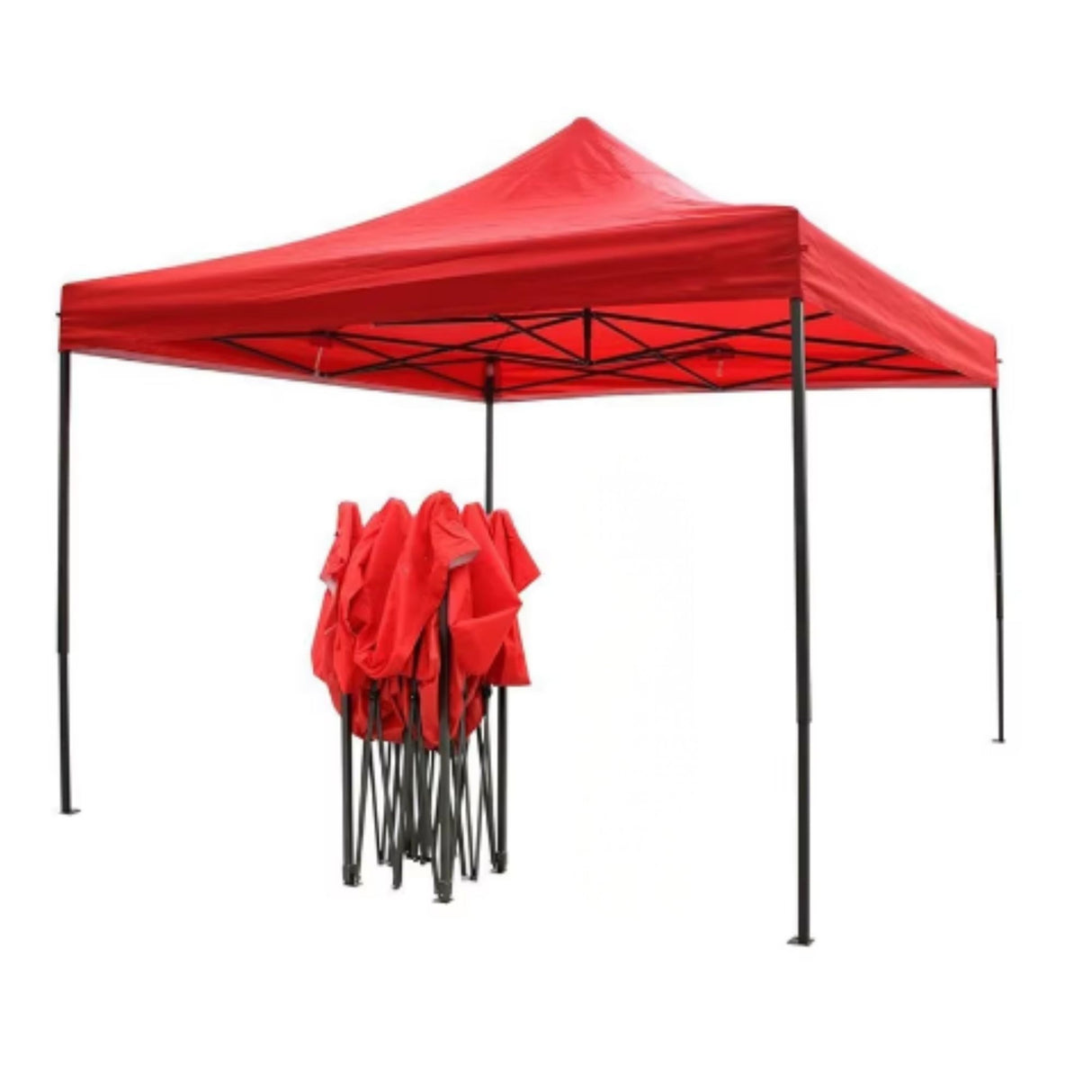 Copertină pavilion Flippy 3x3 m roșu, detaliu colț și sistem de prindere