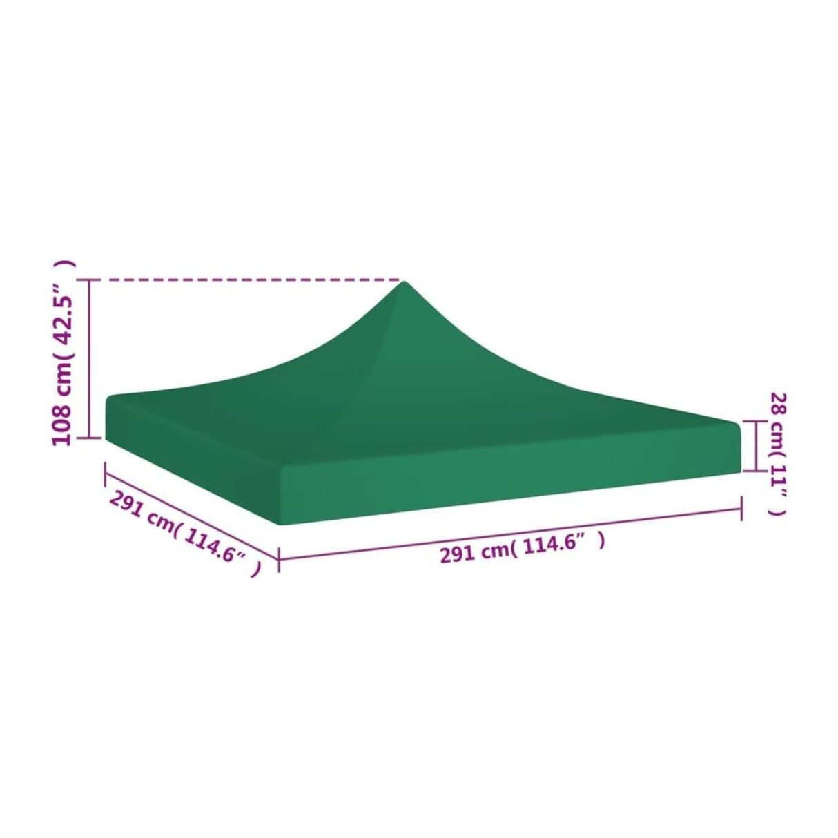 Copertina pentru Pavilion, Flippy, Acoperis Cort, Pliabil, Copertina Rezistenta 420D, 185 g/m2, Protectie Ideala la Soare si Ploaie, 3 x 3 m, Verde - vivimall.ro