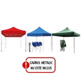Copertina pentru Pavilion, Flippy, Acoperis Cort, Pliabil, Copertina Rezistenta 420D, 185 g/m2, Protectie Ideala la Soare si Ploaie, 3 x 3 m, Alb - vivimall.ro