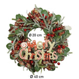 Coronita De Craciun Pentru Usa, 40 Cm, Pvc, Artificiala, Decorata, Cu Led, Interior/Exterior