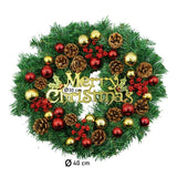 Coronita De Craciun Pentru Usa, Rosu--Verde, 40 Cm, Pvc, Artificiala, Decorata, Interior/Exterior