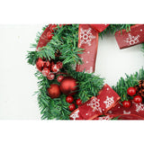 Coronita de Craciun pentru usa, Rosu/Verde, 35 cm, PVC, Artificiala, Decorata, Interior/Exterior, Vivimall - vivimall.ro