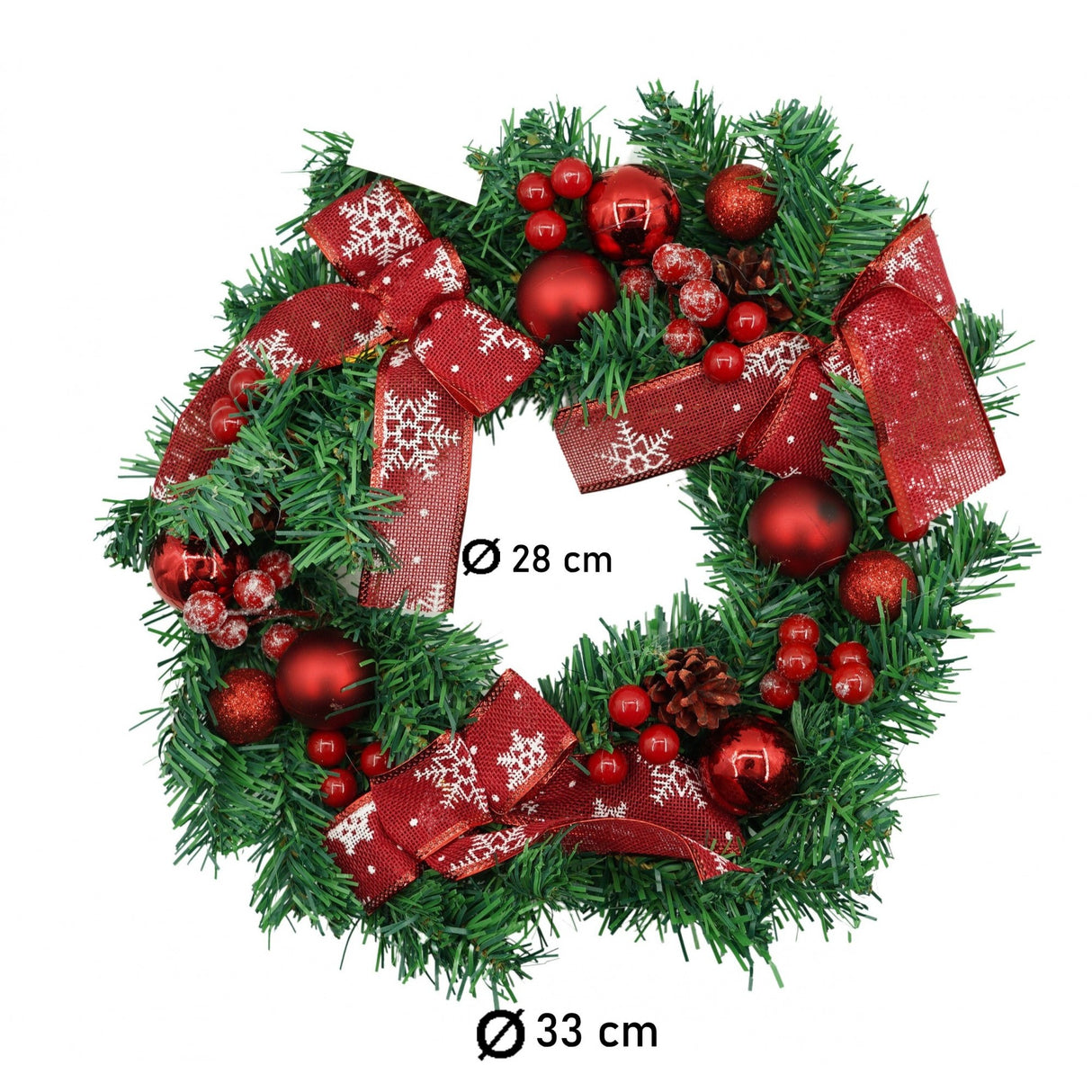 Coronita De Craciun Pentru Usa, Rosu/, 35 Cm, Pvc, Artificiala, Decorata, Interior/Exterior