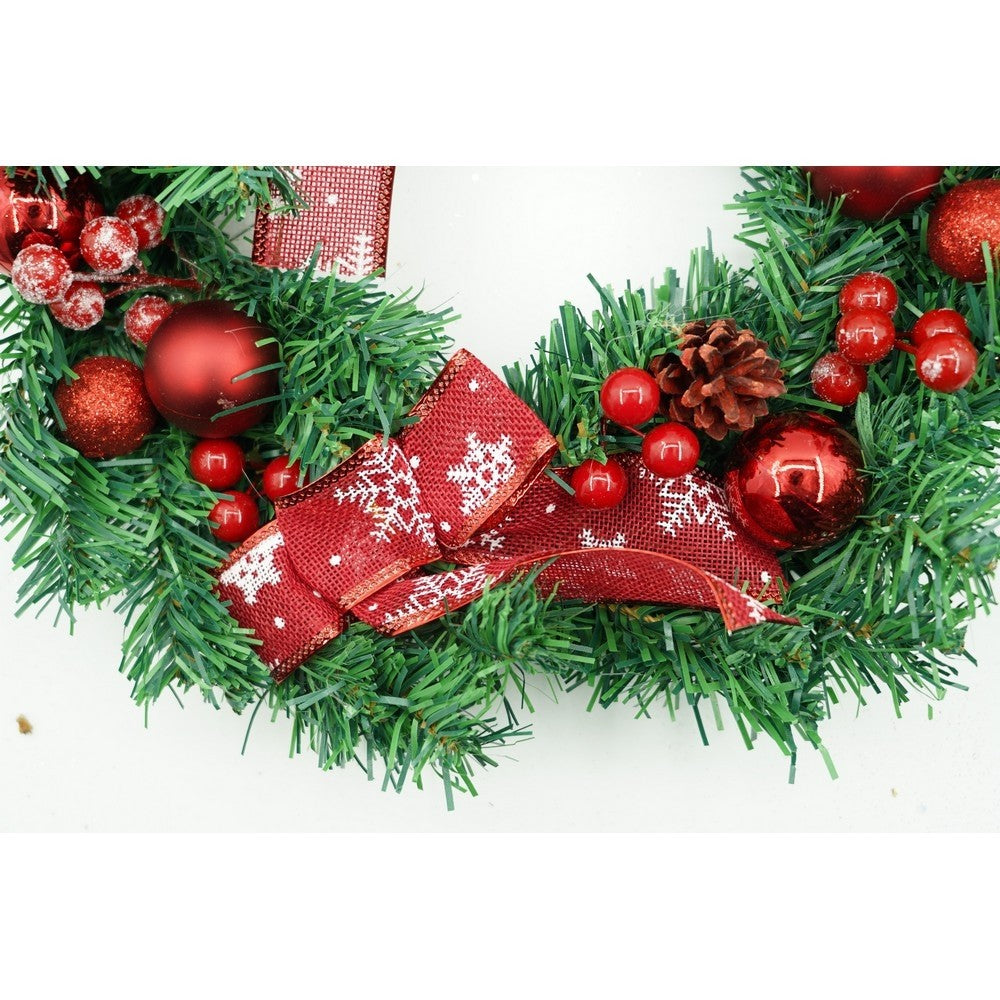 Coronita De Craciun Pentru Usa, Rosu/, 35 Cm, Pvc, Artificiala, Decorata, Interior/Exterior