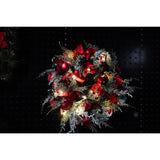 Coronita De Craciun Pentru Usa, Rosu/, 40 Cm, Pvc, Artificiala, Decorata, Cu Led, Interior/Exterior