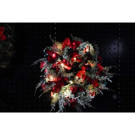 Coronita De Craciun Pentru Usa, Rosu/, 40 Cm, Pvc, Artificiala, Decorata, Cu Led, Interior/Exterior