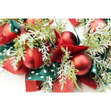 Coronita de Craciun pentru usa, Rosu/Verde, 40 cm, PVC, Artificiala, Decorata, cu LED, Interior/Exterior, Vivimall - vivimall.ro