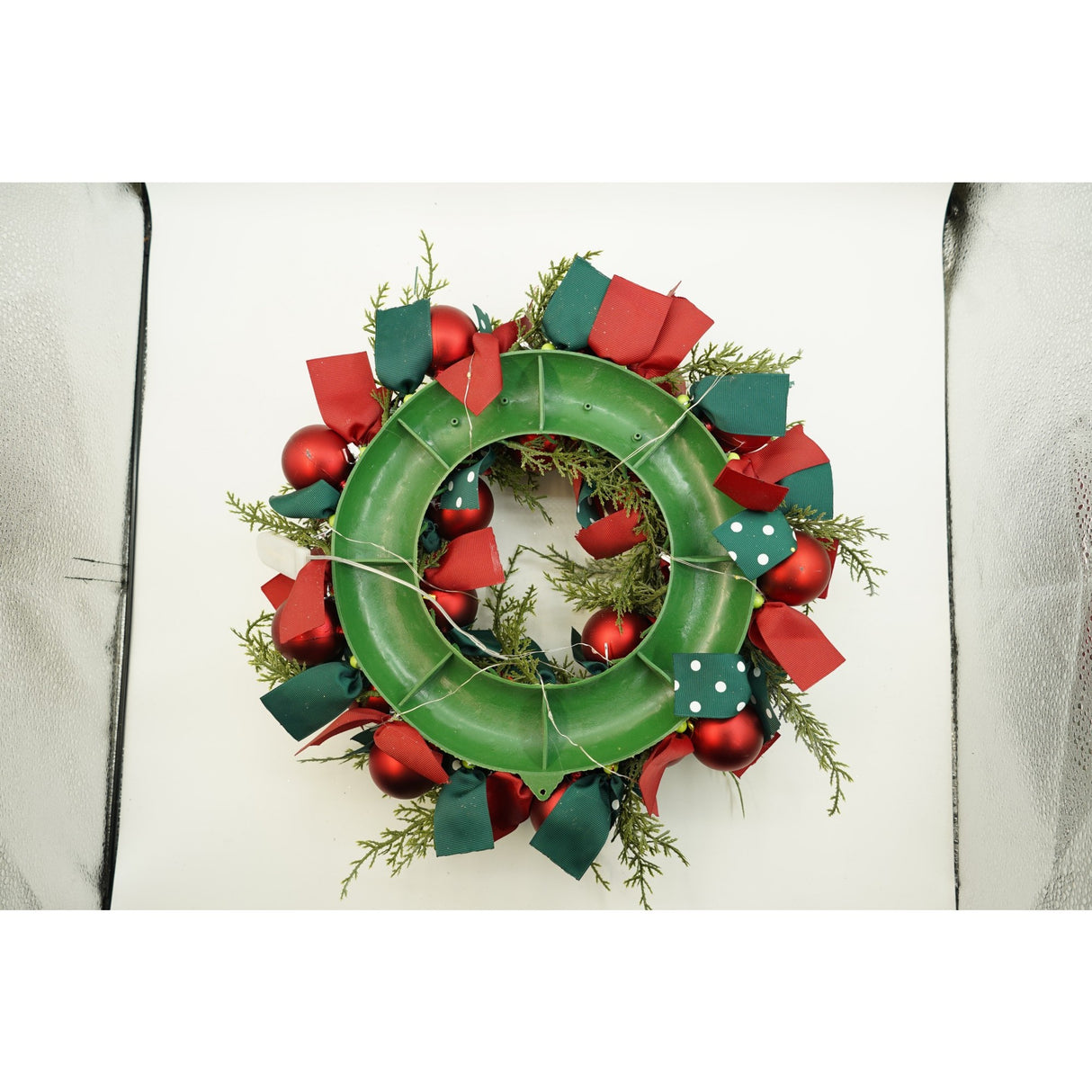 Coronita De Craciun Pentru Usa, Rosu/, 40 Cm, Pvc, Artificiala, Decorata, Cu Led, Interior/Exterior