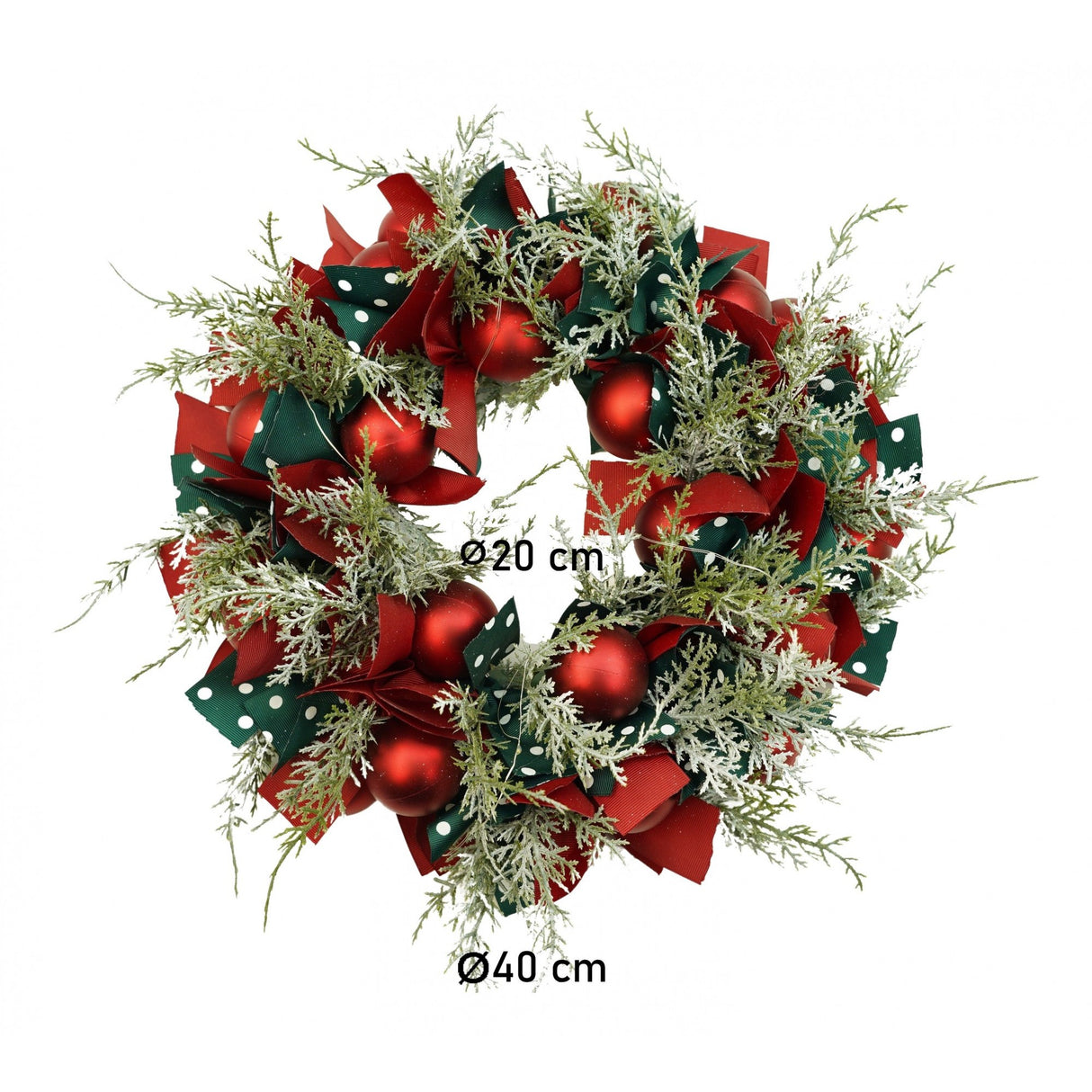Coronita De Craciun Pentru Usa, Rosu/, 40 Cm, Pvc, Artificiala, Decorata, Cu Led, Interior/Exterior