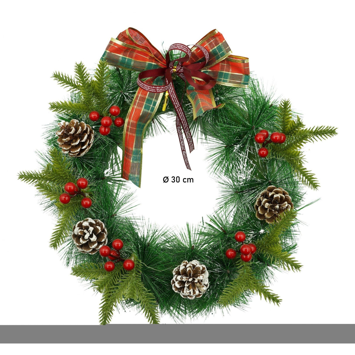 Coronita De Craciun Pentru Usa, Rosu-, 40 Cm, Pvc, Artificiala, Decorata, Interior/Exterior