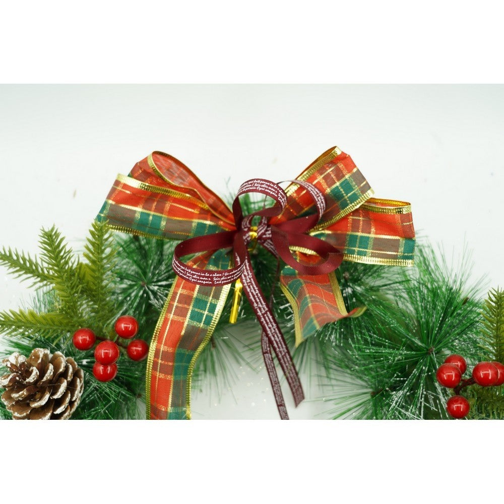 Coronita De Craciun Pentru Usa, Rosu-, 40 Cm, Pvc, Artificiala, Decorata, Interior/Exterior