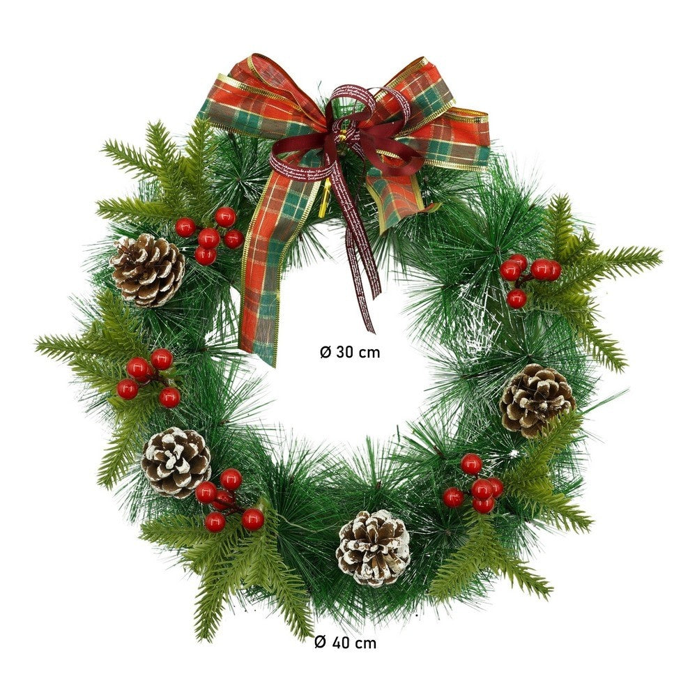 Coronita De Craciun Pentru Usa, Rosu-, 40 Cm, Pvc, Artificiala, Decorata, Interior/Exterior