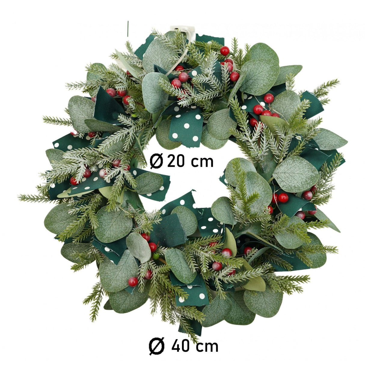 Coronita De Craciun Pentru Usa, Rosu-, 40 Cm, Pvc, Artificiala, Decorata, Interior/Exterior