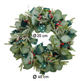 Coronita De Craciun Pentru Usa, Rosu-, 40 Cm, Pvc, Artificiala, Decorata, Interior/Exterior