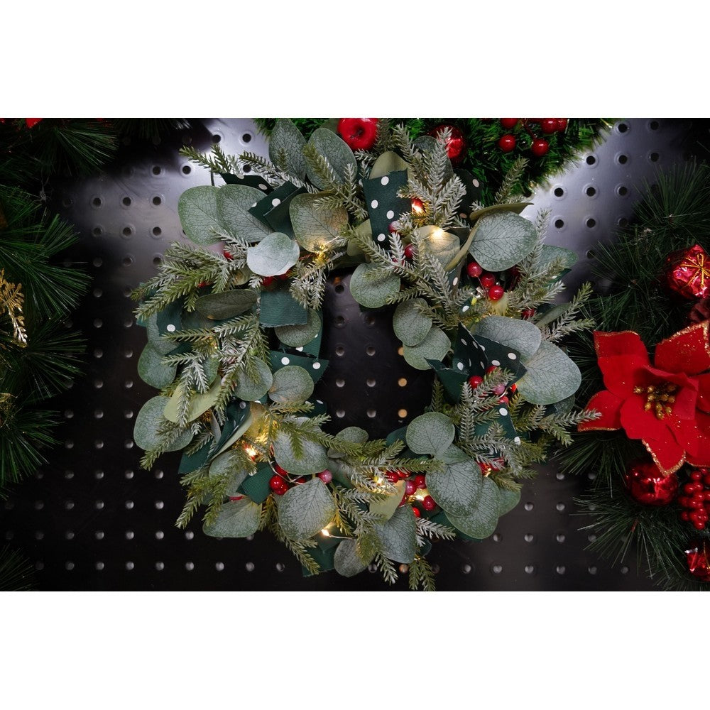 Coronita De Craciun Pentru Usa, Rosu-, 40 Cm, Pvc, Artificiala, Decorata, Interior/Exterior