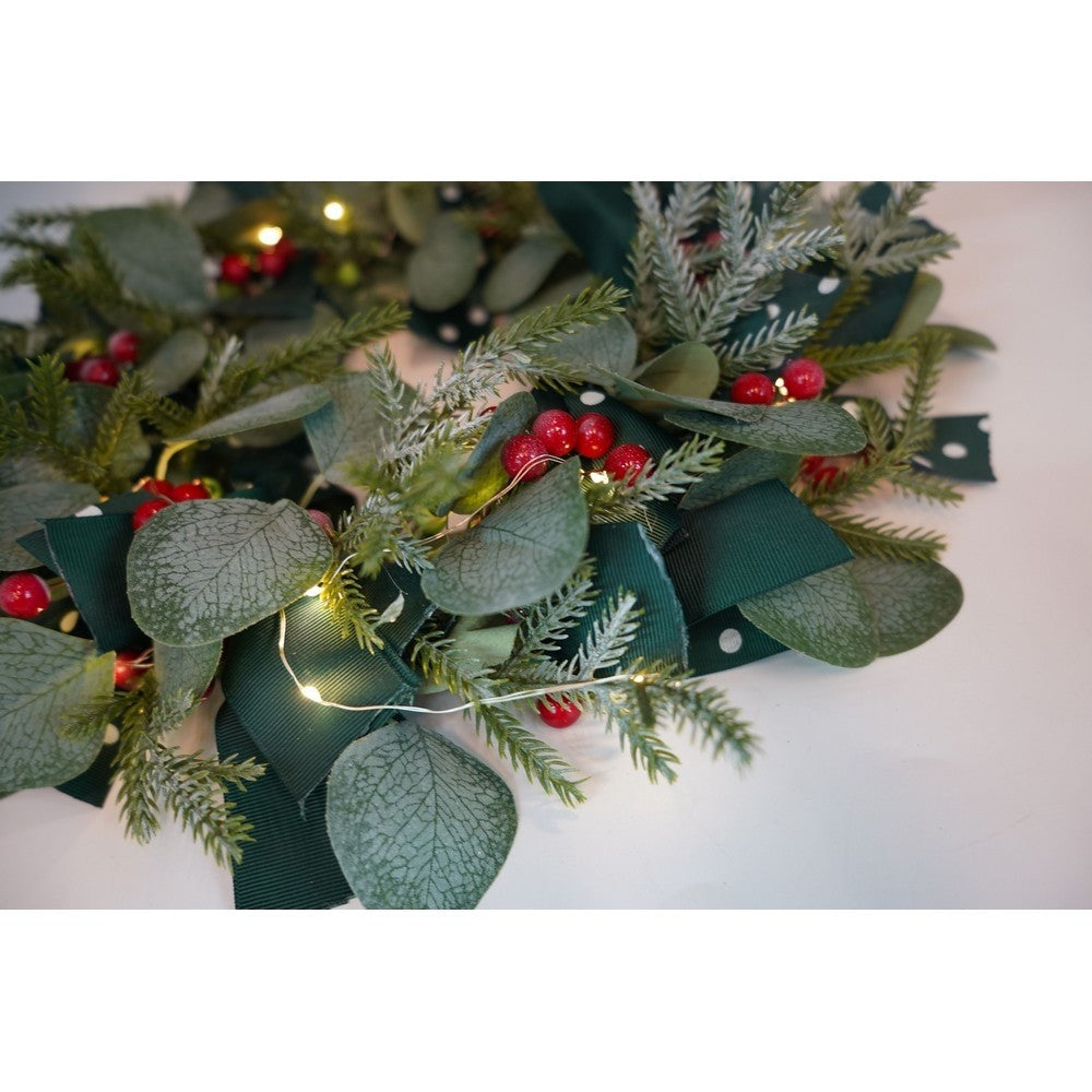 Coronita De Craciun Pentru Usa, Rosu-, 40 Cm, Pvc, Artificiala, Decorata, Interior/Exterior