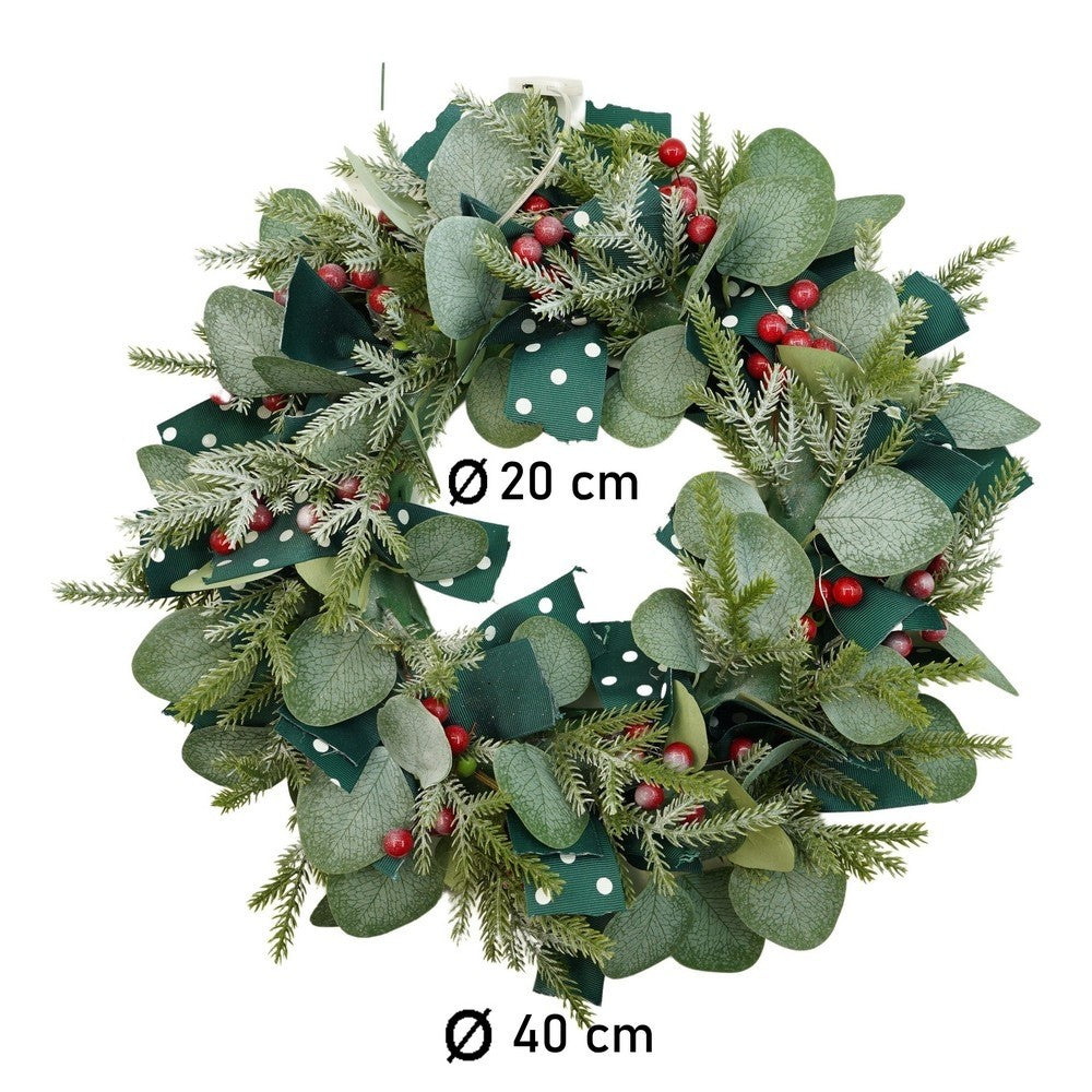 Coronita De Craciun Pentru Usa, Rosu-, 40 Cm, Pvc, Artificiala, Decorata, Interior/Exterior