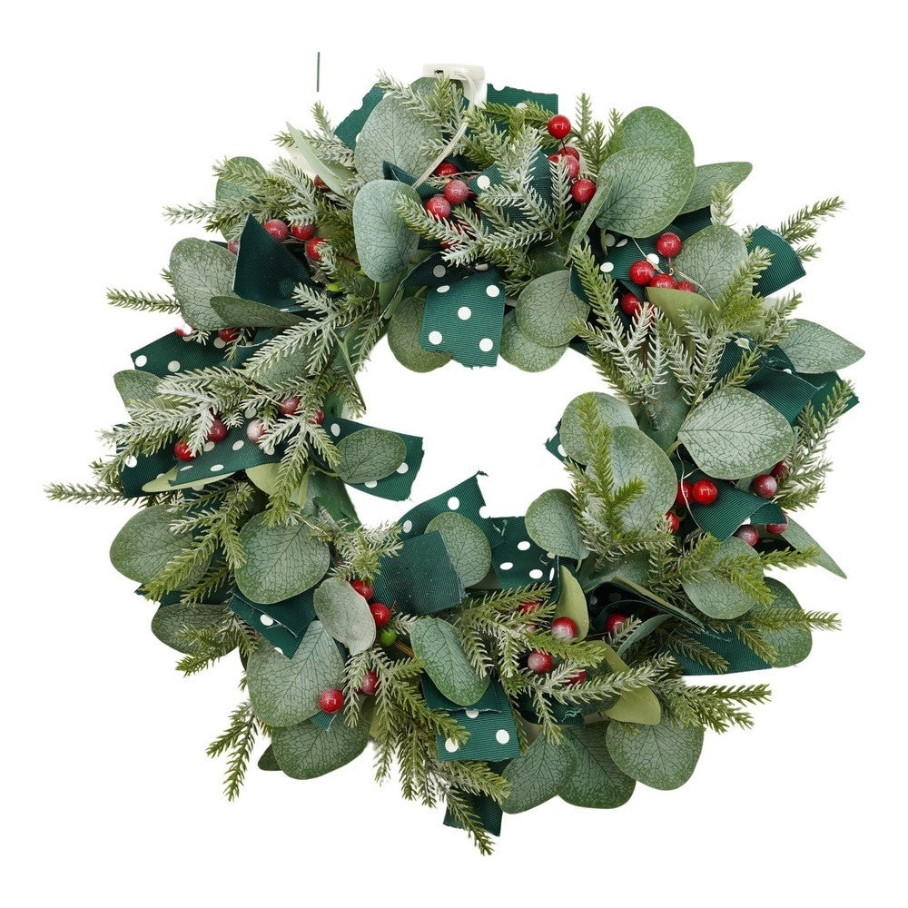 Coronita De Craciun Pentru Usa, Rosu-, 40 Cm, Pvc, Artificiala, Decorata, Interior/Exterior