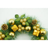 Coronita de Craciun pentru usa, Verde/Auriu, 35 cm, PVC, Artificiala, Decorata, Interior/Exterior, Vivimall - vivimall.ro