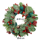 Coronita De Craciun Pentru Usa, Rosu-, 40 Cm, Pvc, Artificiala, Decorata, Interior/Exterior