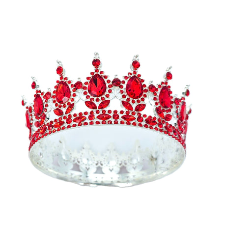 Diadema, Vivimall, din Aliaj, cu Cristale, Accesoriu Par, Aniversare, Nunta, Petrecere, 15.5 x 5.3 cm, Rosu - vivimall.ro