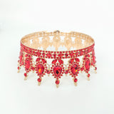 Diadema, Vivimall, din Aliaj, cu Cristale, Accesoriu Par, Aniversare, Nunta, Petrecere, 15.5 x 5.3 cm, Rosu - vivimall.ro