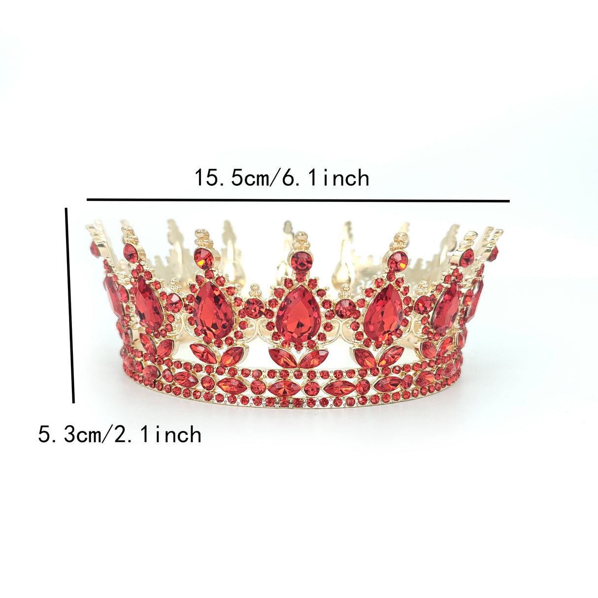 Diadema, Vivimall, din Aliaj, cu Cristale, Accesoriu Par, Aniversare, Nunta, Petrecere, 15.5 x 5.3 cm, Rosu - vivimall.ro