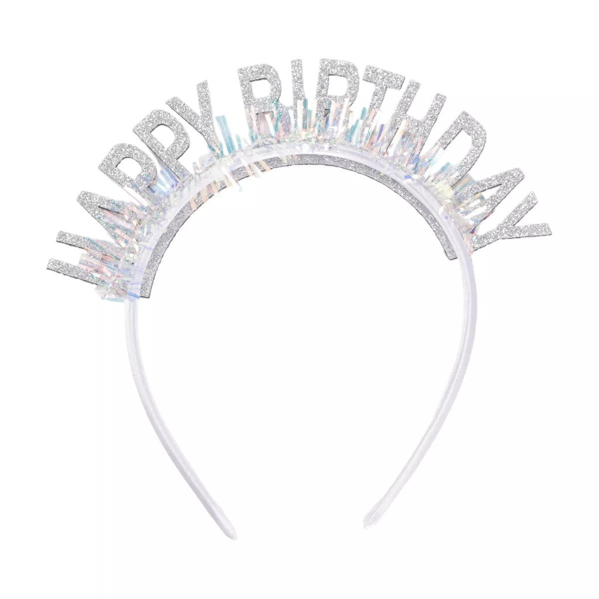 Coronita Decorativa pentru Petreceri, Vivimall, Tema Aniversare, Model Happy Birthday, Marime Universala, Argintiu - vivimall.ro