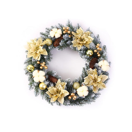 Coronita pentru Craciun Flippy, 50 cm, din brad artificial, decorata cu conuri, globulete, flori, Multicolor